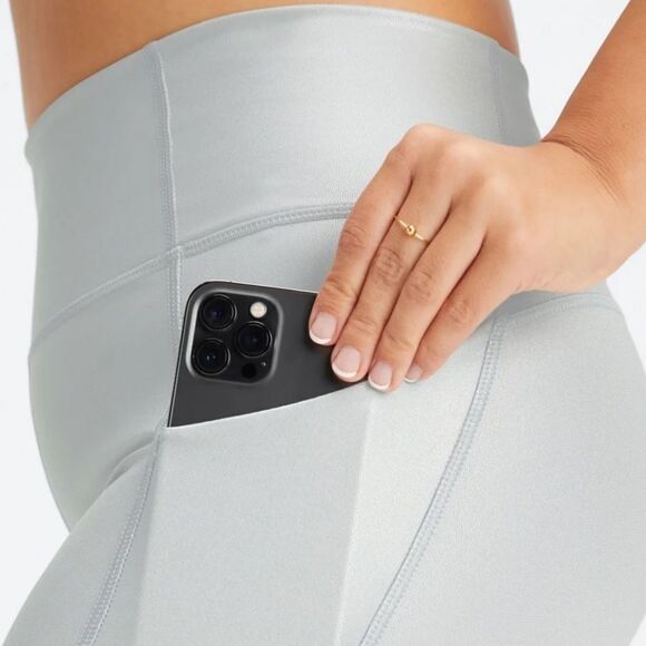 NWT Fabletics Matte Silver Foil Oasis PureLuxe High-Waisted 7/8 Legging Size XS - Picture 4 of 10